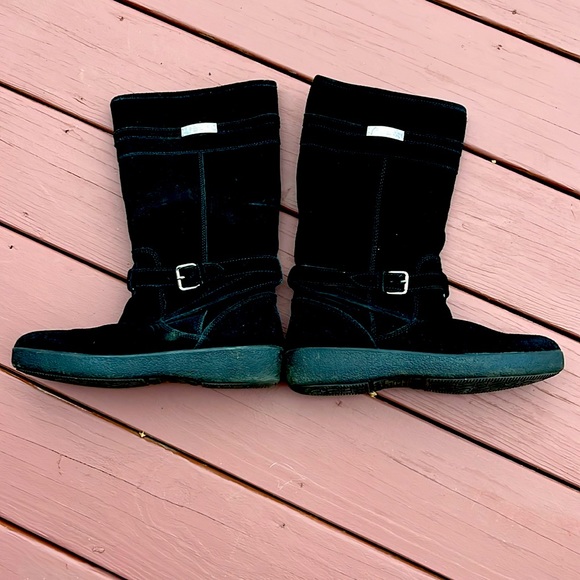 Coach Black Suede Boots Rubber Sole Buckle Detail Size 10 Euro 40 - Picture 1 of 6